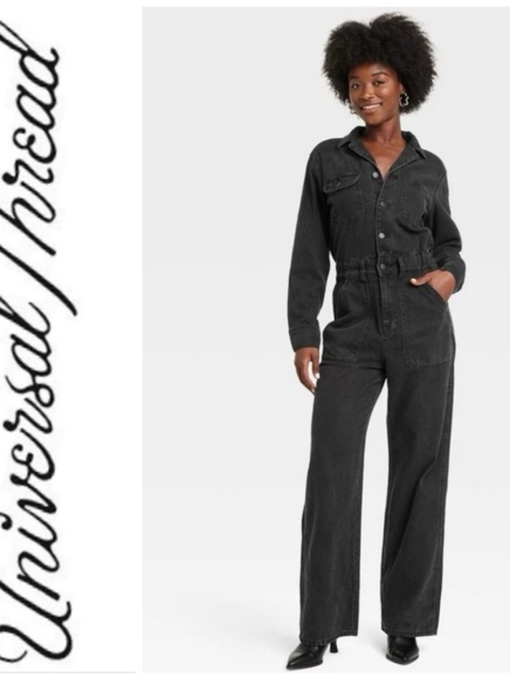 Universal Thread Washed Black Denim Jumpsuit